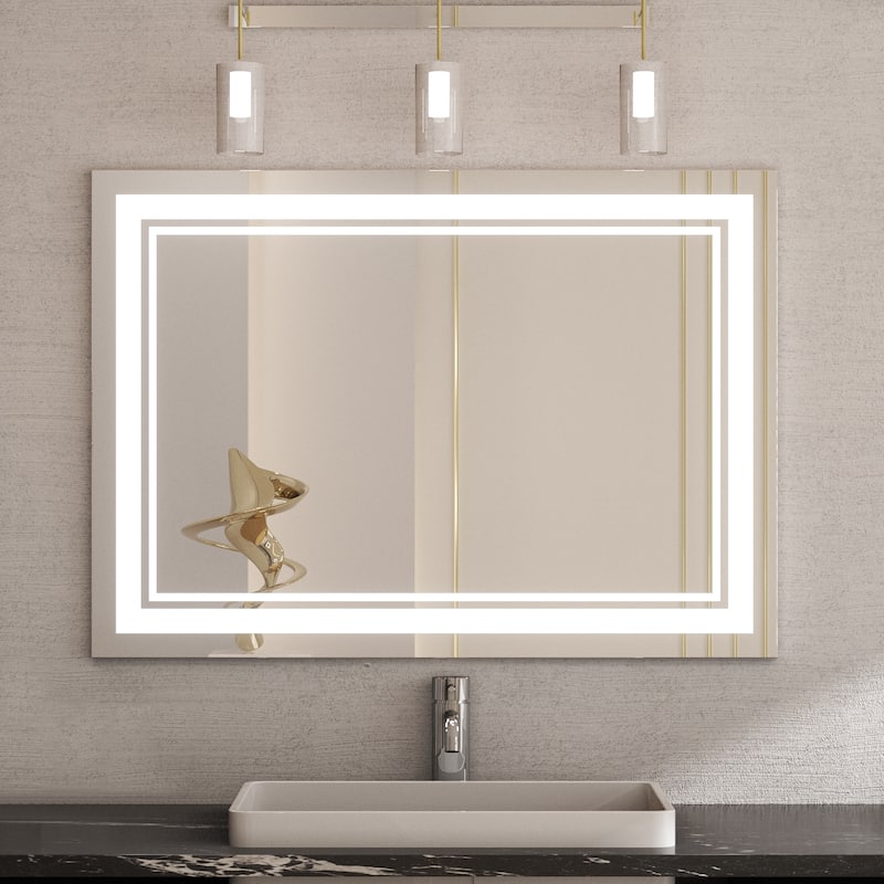 Keonjinn LED Front Light Bathroom Vanity Wall Mirror, 3 Color Temperatures, Anti-fog