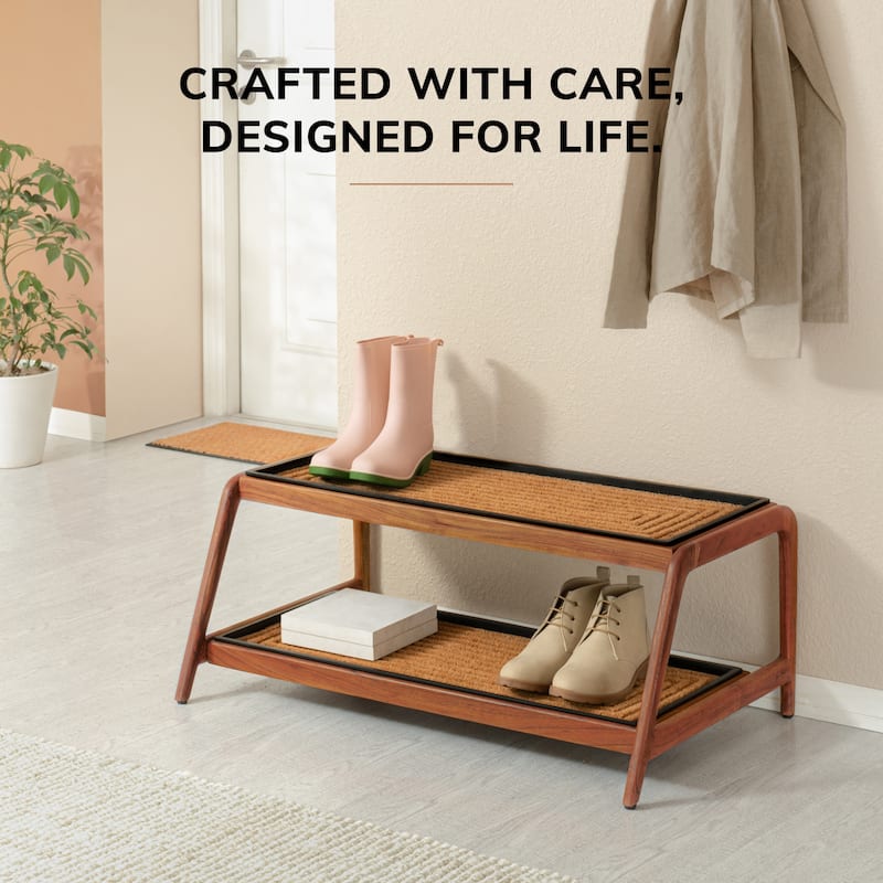 Jani Double-Tier Natural Stand 3-Pair Rubber Boot Trays
