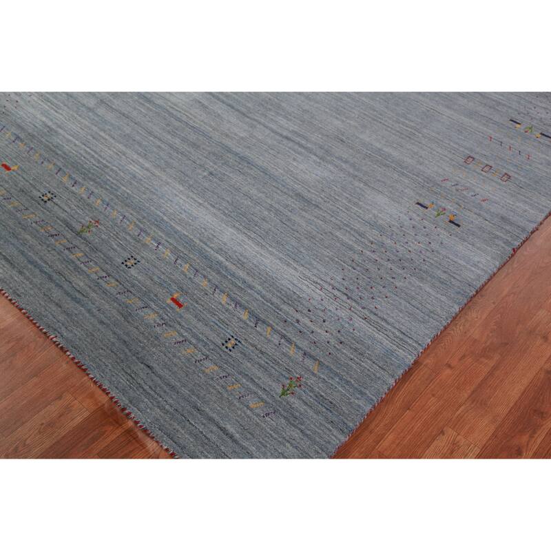 Hand Knotted Oriental 100% Wool Carpet Tribal Stripe Greys & Charcoal Gabbeh Area Rug - 8' 4'' X 5' 11''
