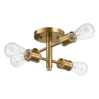 Four Lights Semi Flush Mount Hallway Kitchen Bedroom Living Room Ceiling Pendant 11"W × 6.5"H