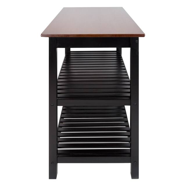 2-shelf Natural Solid Wood Top Kitchen Island