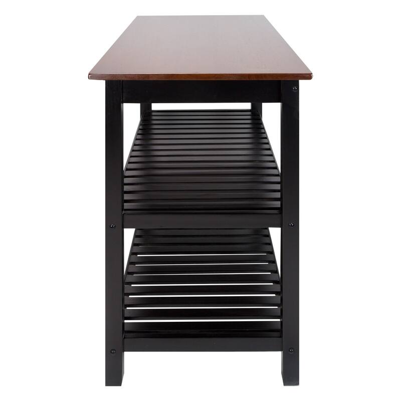 2-shelf Natural Solid Wood Top Kitchen Island - N/A