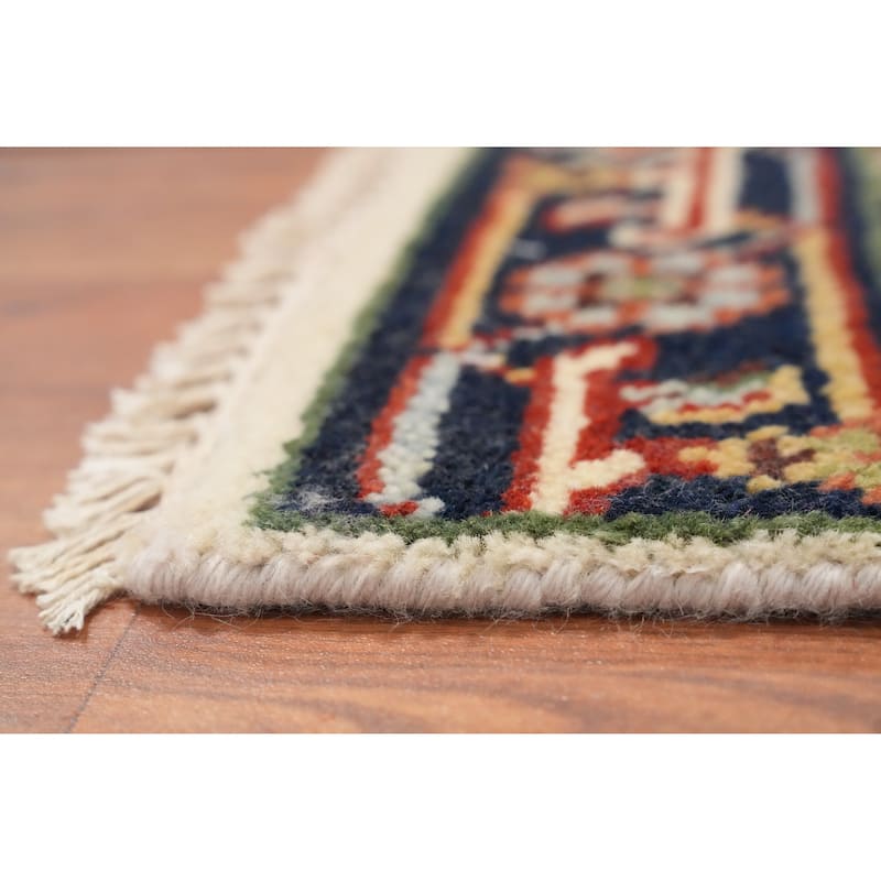 Hand Knotted Oriental 100% Wool Carpet Traditional Medallion Beige & Ivories Heriz (serapi) Area Rug - 3' 0'' X 2' 0''