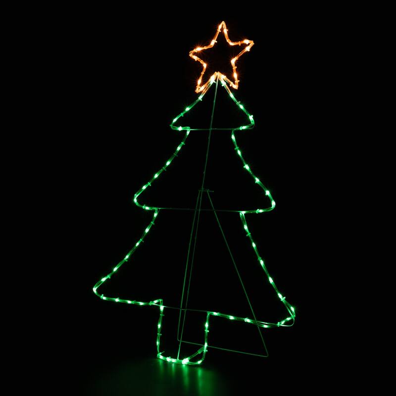 38.5" Lighted Christmas Tree Silhouette Outdoor Christmas Decor - White