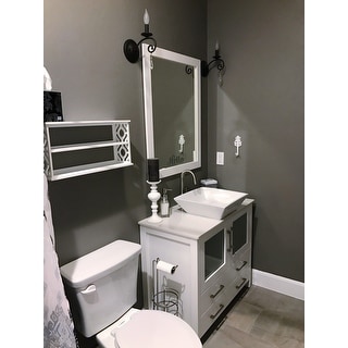 White Artificial Stone Top 36-inch Vessel Sink Bathroom ...