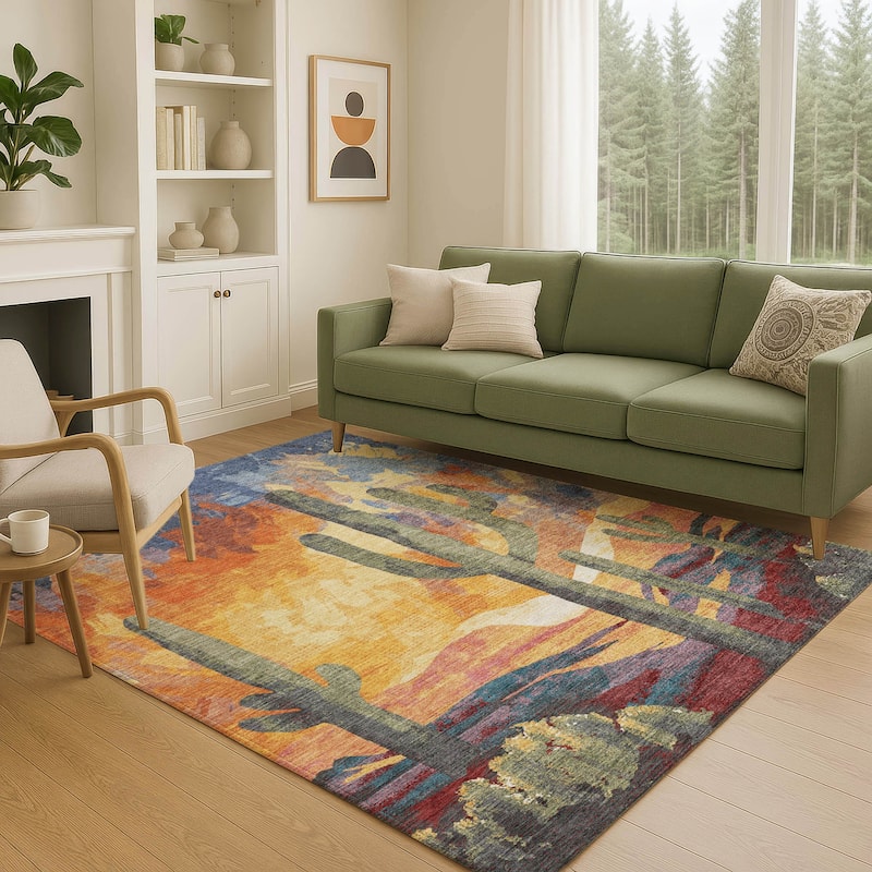 Machine Washable Indoor/ Outdoor Desert Inspiration Chantille Rug
