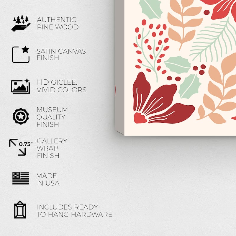 Wynwood Studio Canvas Floral and Botanical Floral Holidays Red Modern & Contemporary Wall Art Canvas Print