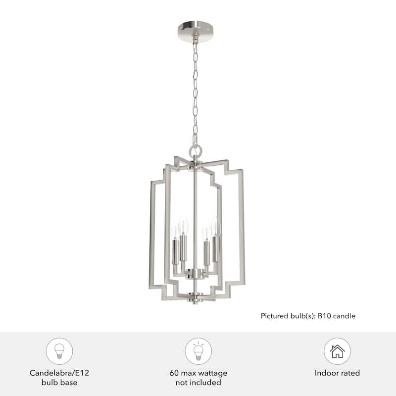 Hunter Zoanne 4-Light Modern Pendant Hanging Light - Island, Entry, Dining - Geometric, Contemporary, Candle, Transitional