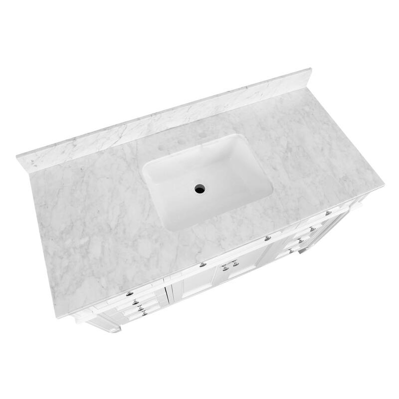 KitchenBathCollection Hailey 48" Bathroom Vanity with Carrara Marble Top