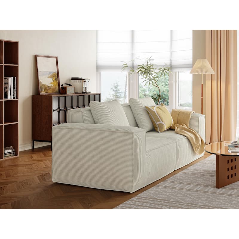 White 118 Inch 3 Seater Modular Sofa Bed with Footrest