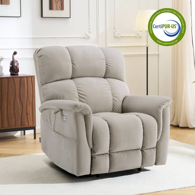 MCombo Dual Motor Power Lift Recliner Chair with Massage and Dual Heating, Infinite Position, Fabric R7166 (Oversize)