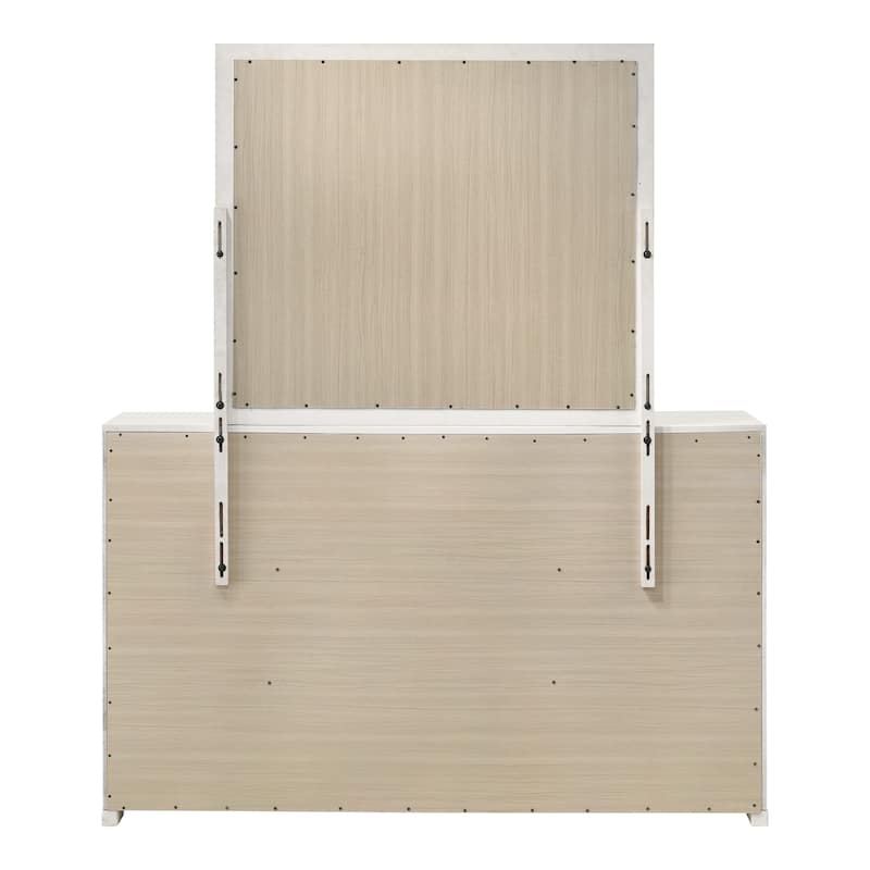 Furniture of America Watella Modern 2-Piece White Solid Wood 6-Drawer Dresser and Mirror Set