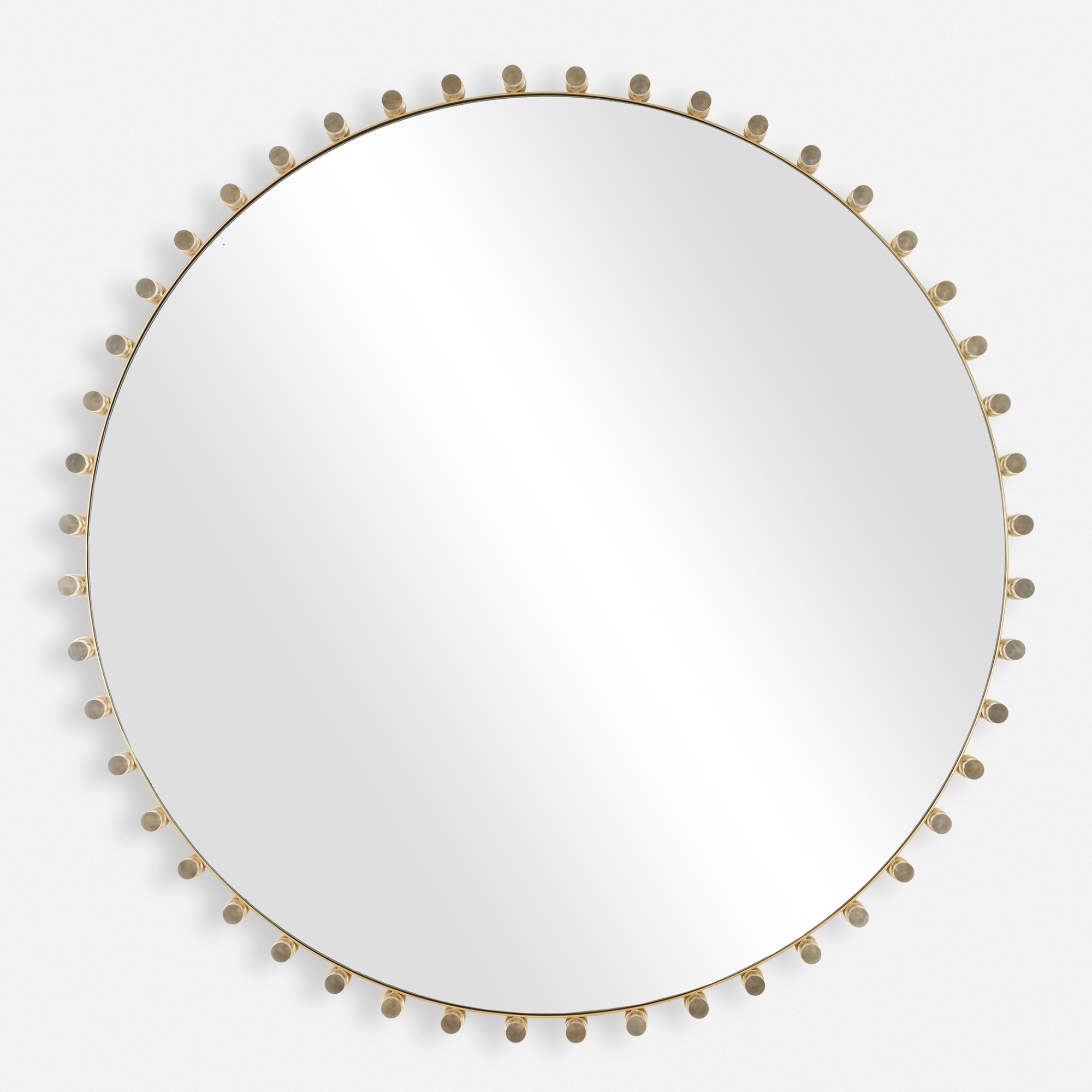 Round Iron Wall Mirror - 45.5" - Antique Brass Finish