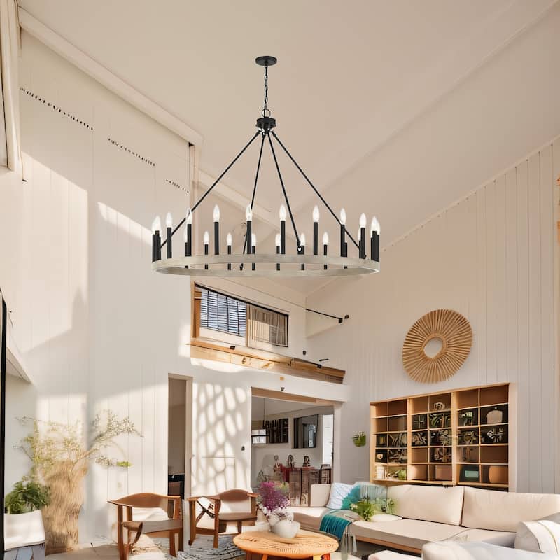 Acroma 24-light 47In Modern Farmhouse Large Wagon Wheel Chandelier