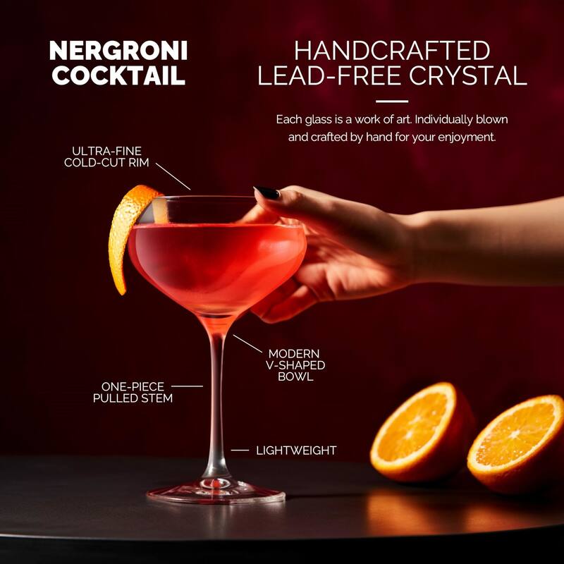 Final Touch Set of 2 Coupe Lead Free Crystal Glasses - 10 oz