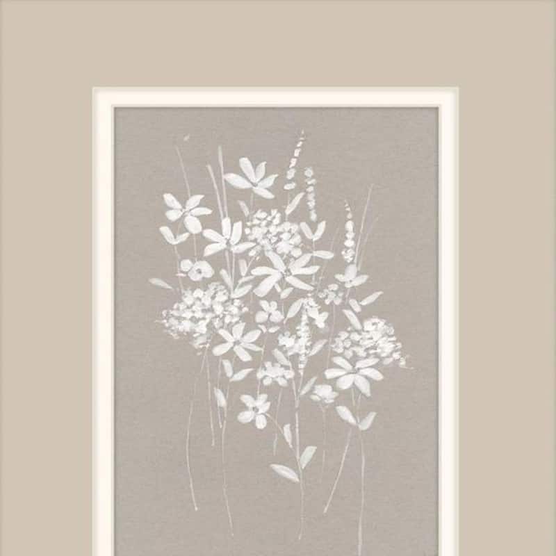 HomeRoots Set Of Two Delicate Botanicals Distressed White Framed Wall Art
