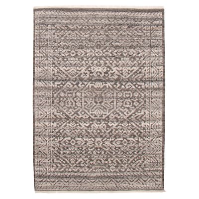 ECARPETGALLERY Hand-knotted Tangier Dark Grey Wool Rug - 5'3 x 7'8