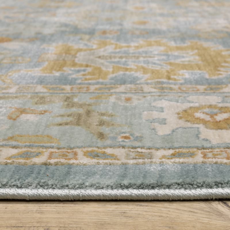 Meadow Traditional Oriental Teal/ Rust Area Rug