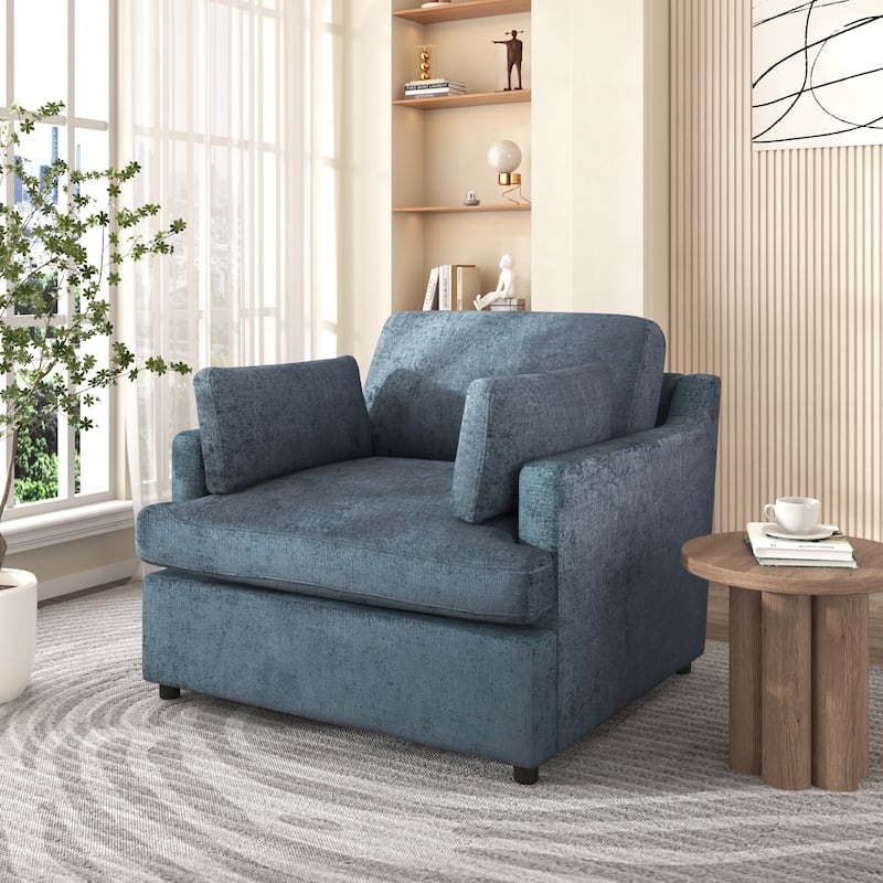Upholstered Velvet Accent Chair with Pillow, Modern Single Sofa Chair for Living Room, Bedroom, Lounge, Reading Nook