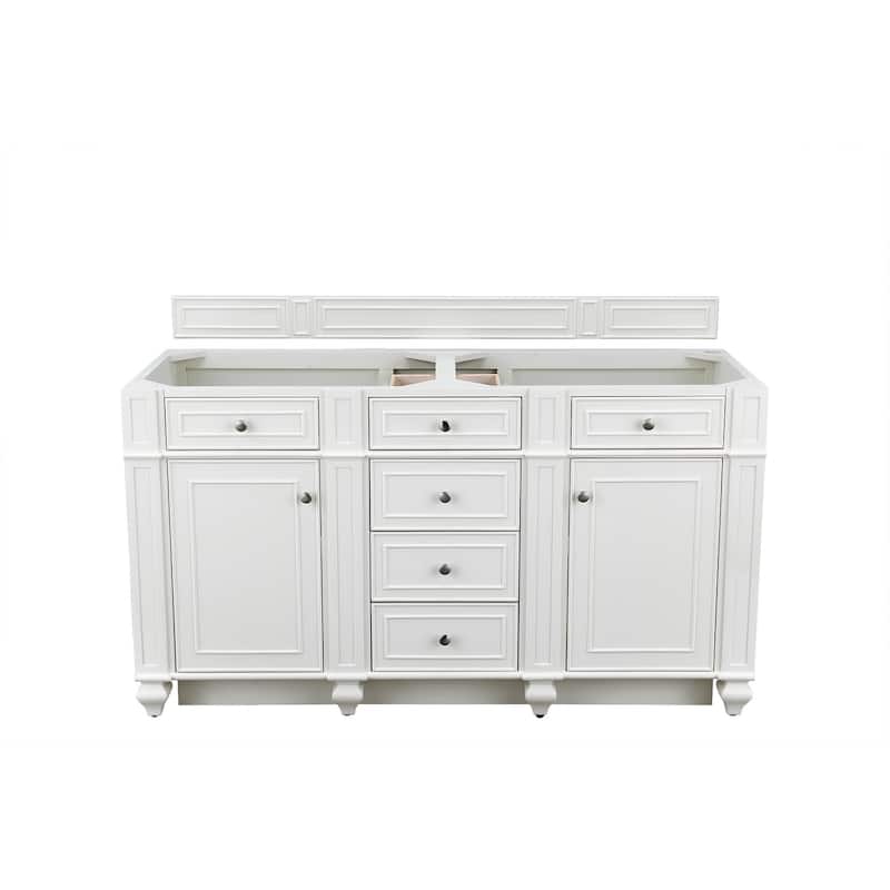 James Martin Vanities Bristol 60" Double Vanity, Bright White - Bright White Cabinet Base Only - No Top
