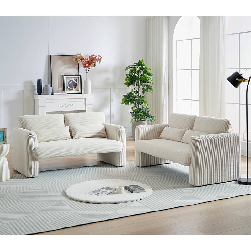Corduroy Fabric Free Combination Sofa Set w/Support Pillow