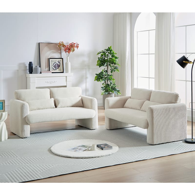 GDFStudio - Emiliano Sofa Set in Premium Corduroy with Elegant Design and Superior Comfort