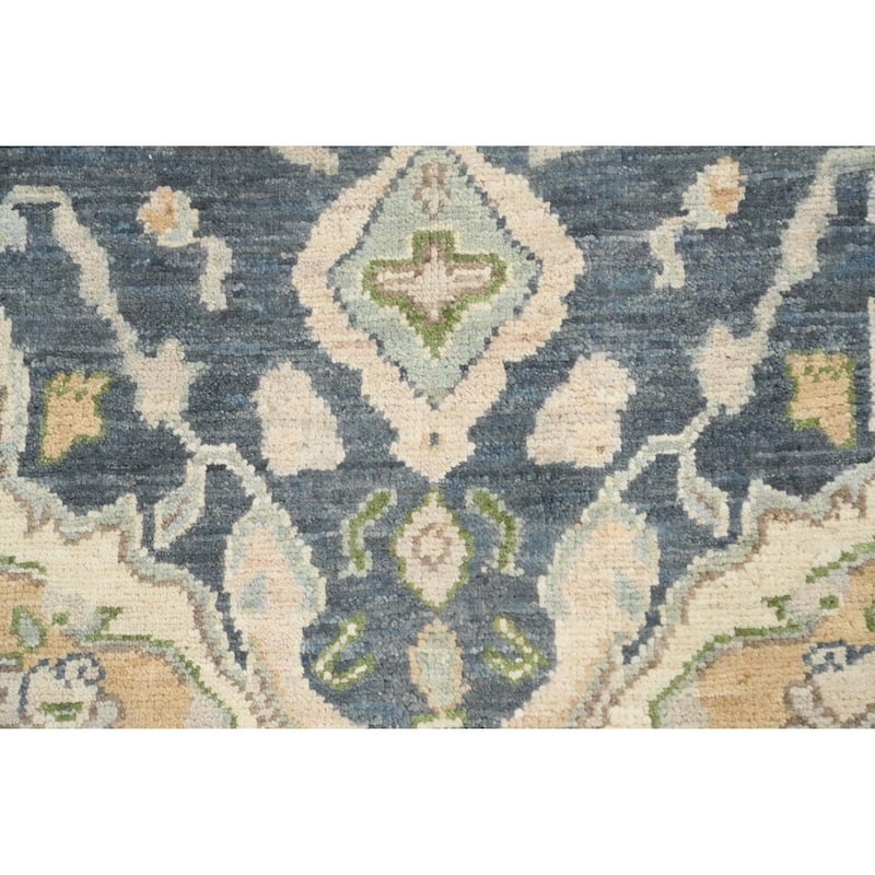 Hand Knotted Oriental 100% Wool Carpet Transitional Geometric Greys & Charcoal Oushak Area Rug - 6' 6'' X 5' 3''