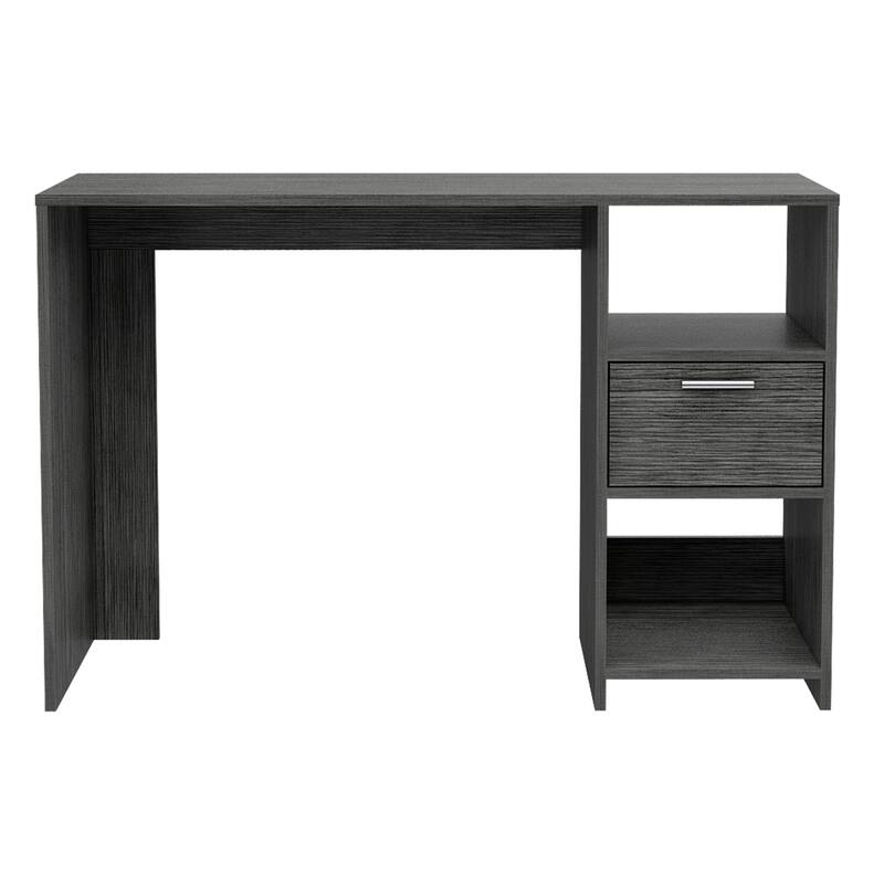 Freestanding Rectangular Computer Desk with Storage Drawer, Open Compartments, and Sleek Modern Design