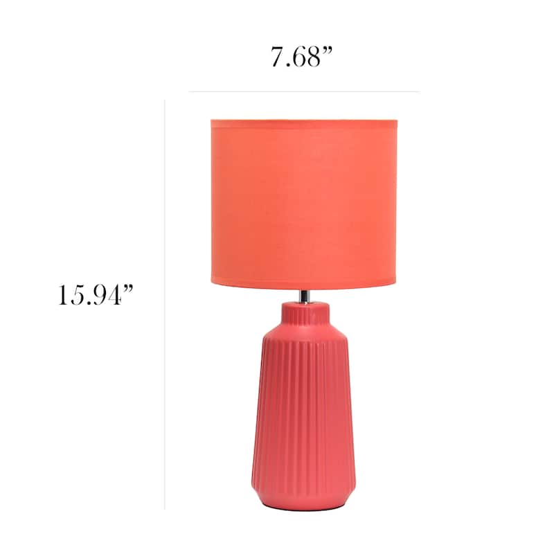 Textured Ceramic Table Lamp with Fabric Drum Shade Modern Faceted Base Compact Accent Lighting Multiple Colors