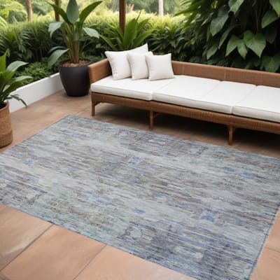 HomeRoots Abstract Transitional Rectangle Outdoor Rug