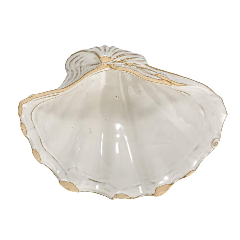 Stoneware Shell Plate with Reactive Crackle Glaze - 7.9"L x 6.1"W x 2.3"H