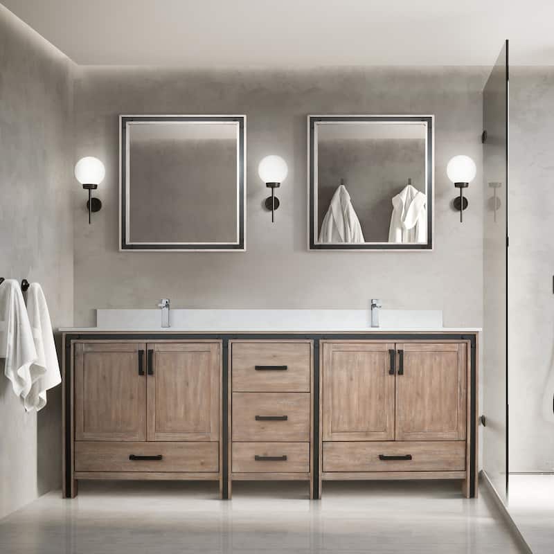 Ziva 84 in W x 22 in D White Double Bath Vanity and White Quartz Top