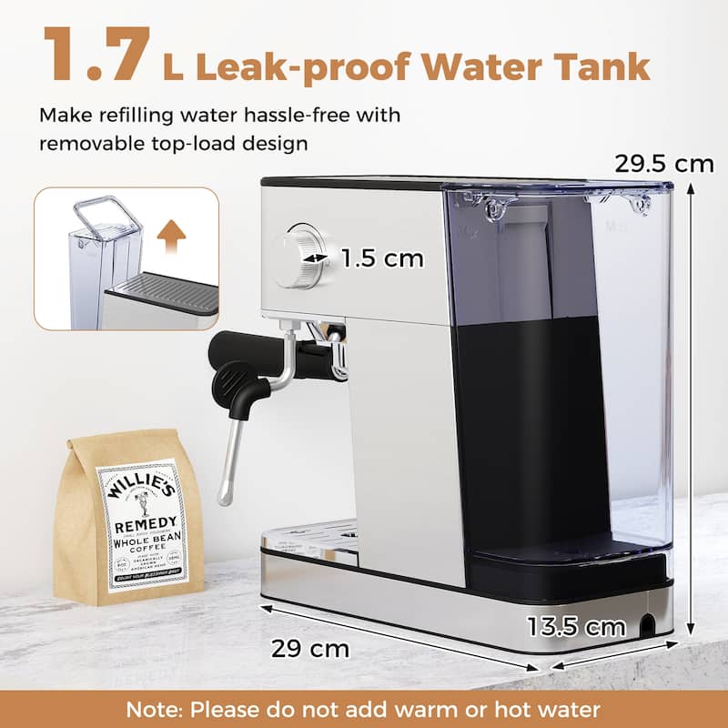 Gymax Espresso Machine 20 Bar w/Milk Frother 57OZ Removable Water Tank