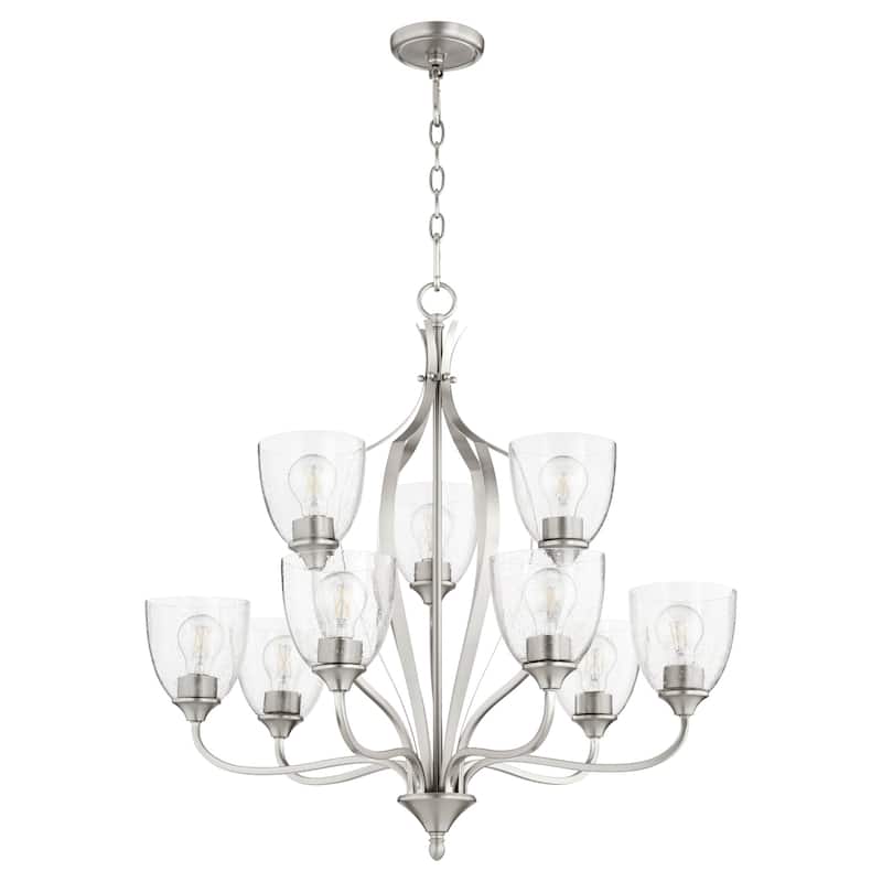 Quorum International Jardin 9 Light 30" Wide Chandelier - Satin Nickel / Clear Seeded
