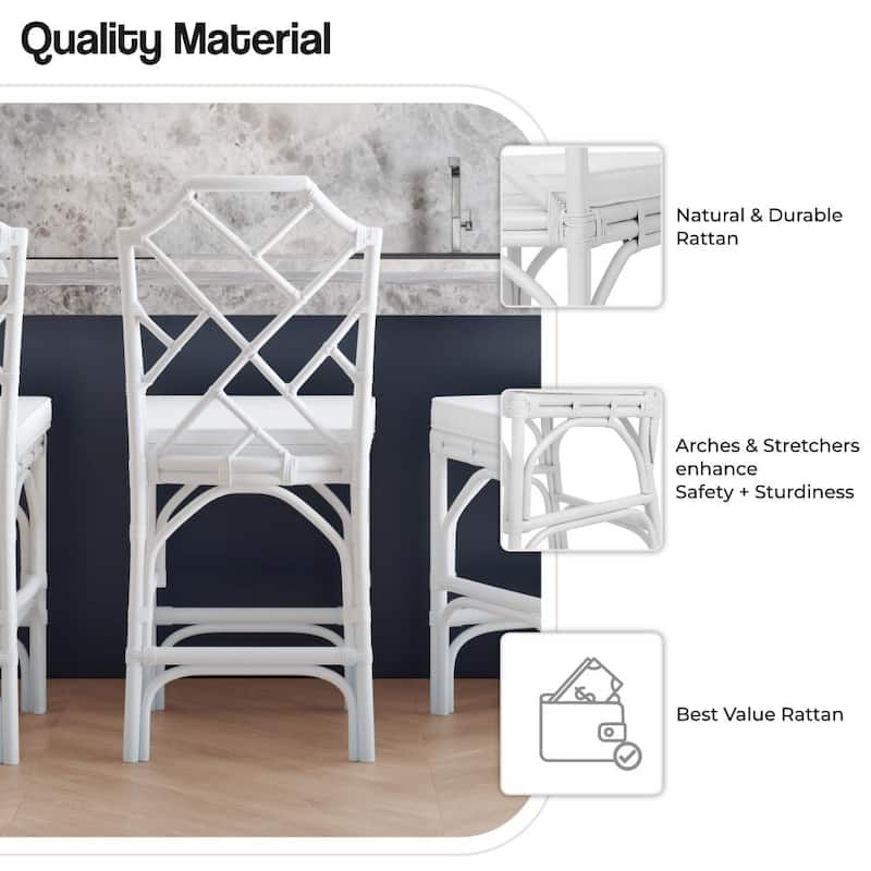 NPD Furniture Kara Rattan Counter Stool (Set of 2) - White