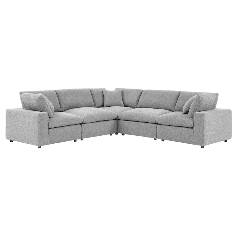 Commix Down Filled Overstuffed Boucle 5-Piece Sectional Sofa