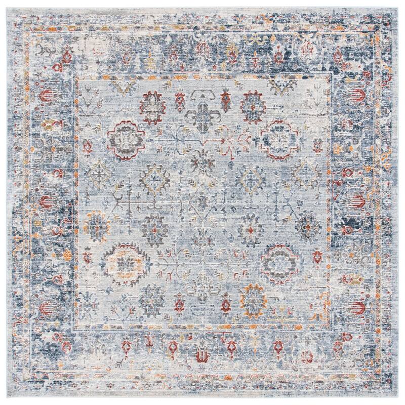 SAFAVIEH History Reinhilde Distressed Rug - 6'7" Square - Light Grey/Navy