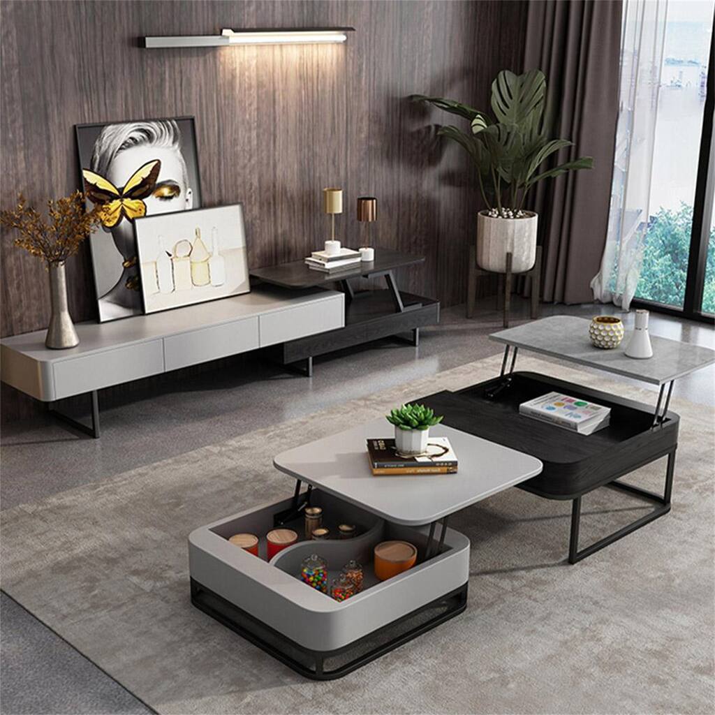 Lift-top Coffee Table Set of 2, End Table with Hidden Storage Drawer