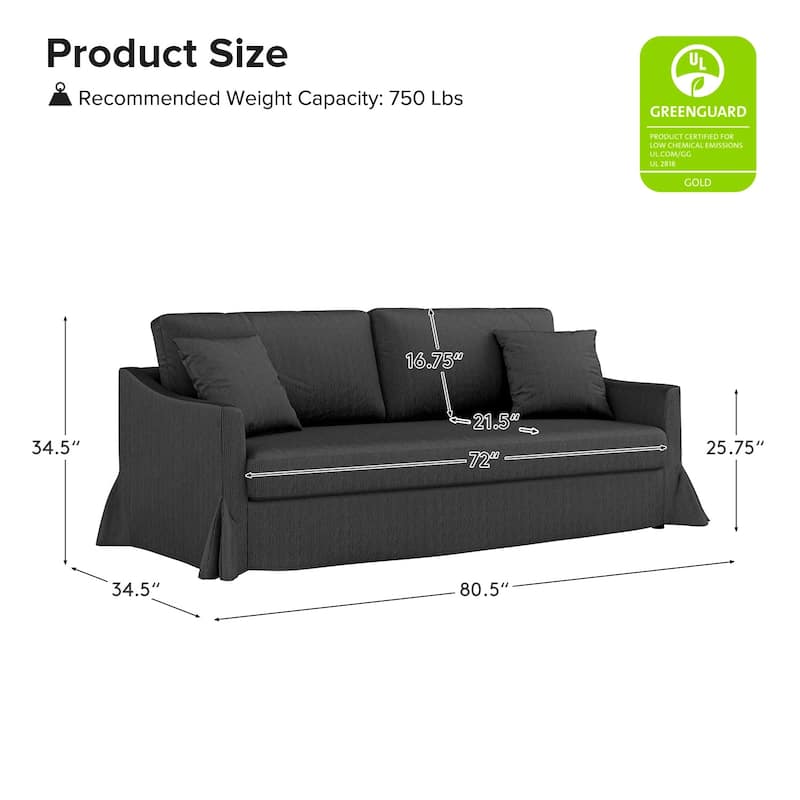 Volkhard 80.5" Modern Slipcovered Sofa With Removable Back Cushion By HULALA HOME