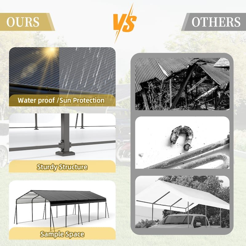 13x26.5 ft Carport, Metal Outdoor Shelter