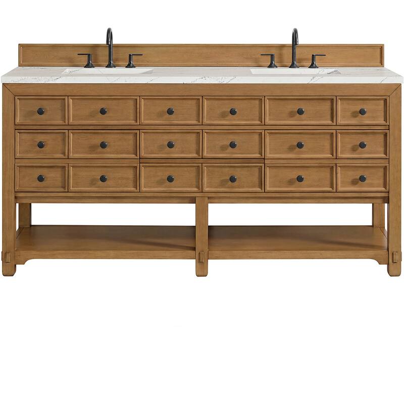 James Martin Vanities 505-V72-FENC Malibu 72" Free Standing Double - Amber Birch - Wood Finish