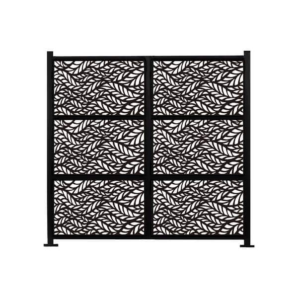 HIGHLANDERHOME 4-ft W Black Galvanized Iron Decorative Metal Privacy Fence Panel