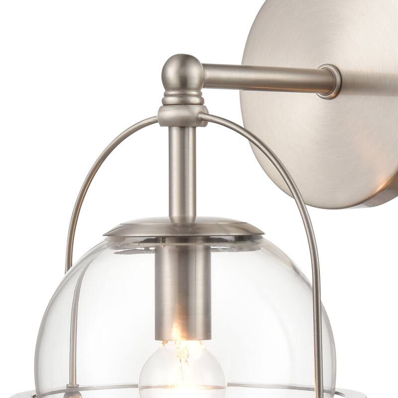 Elk Home Langford Satin Nickel With Clear Glass 1 Light Vanity Light