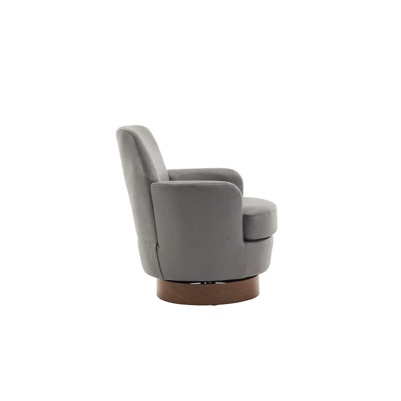 Grey 29.3" Upholstered Swivel Barrel Chair
