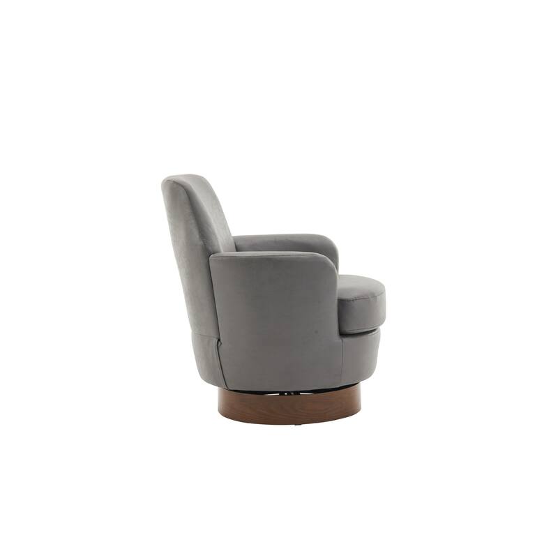 PU Leather Upholstered Swivel Barrel Chair, Ergonomic Single Sofa Chair, Lounge Reading Chair with Stainless Steel Base