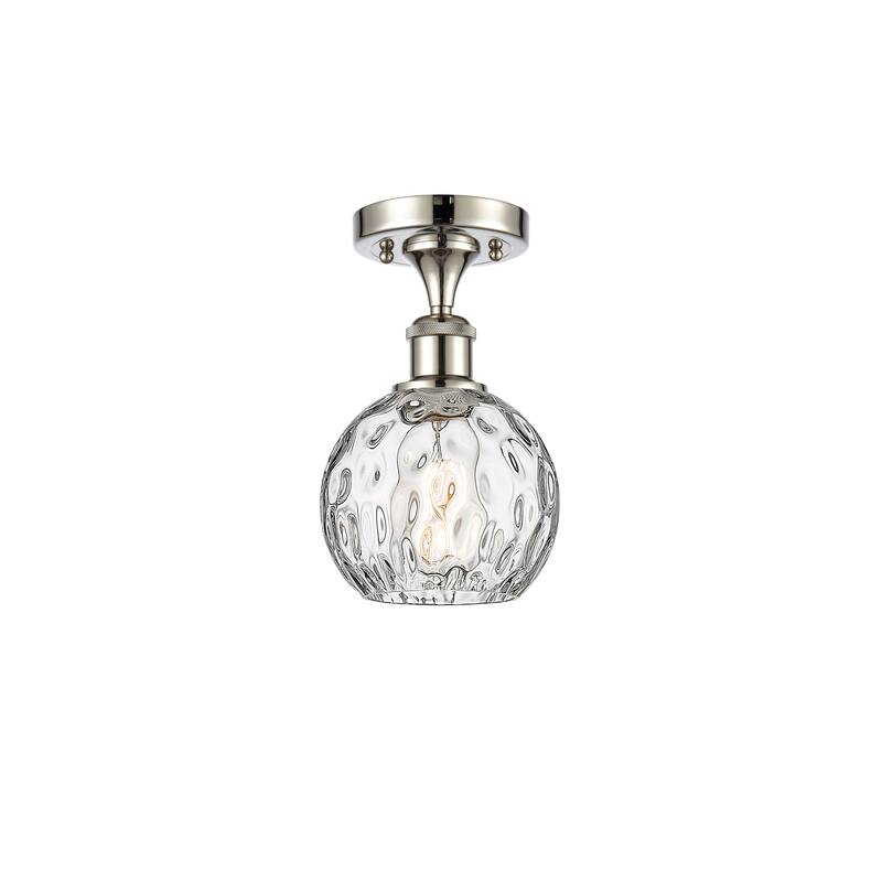 Innovations Lighting Athens Water Glass - 1 Light 6" Semi-Flush Mount - Clear Water Glass/Polished Nickel
