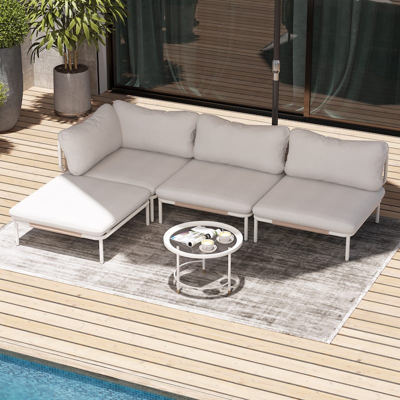 Pellebant Outdoor Sectional Sofa Patio Conversation Seating Set
