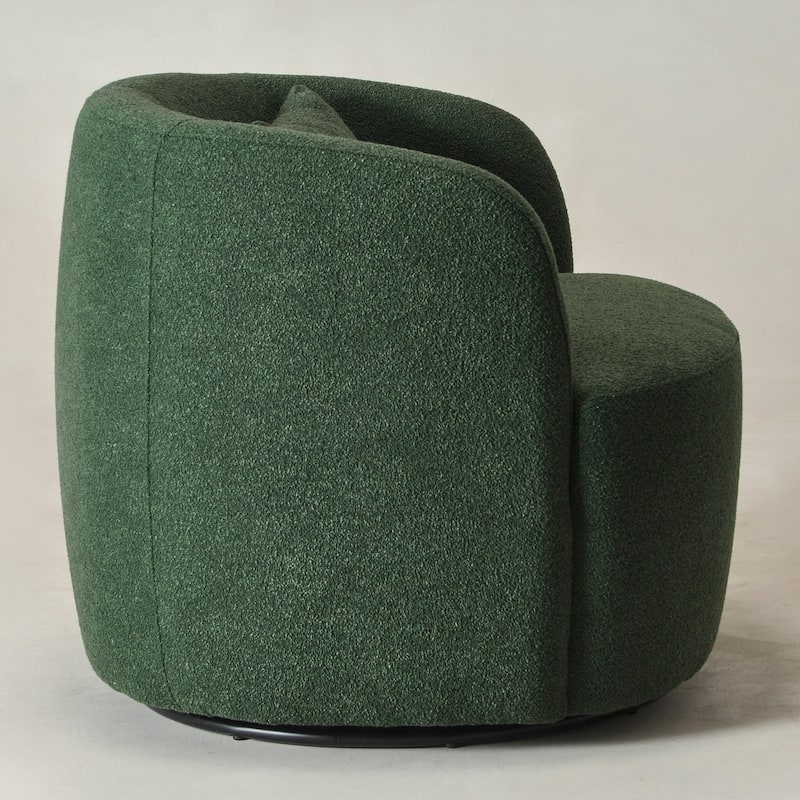 KINWELL 34" Sherpa Swivel Accent Chair Boucle Upholstered Armchair