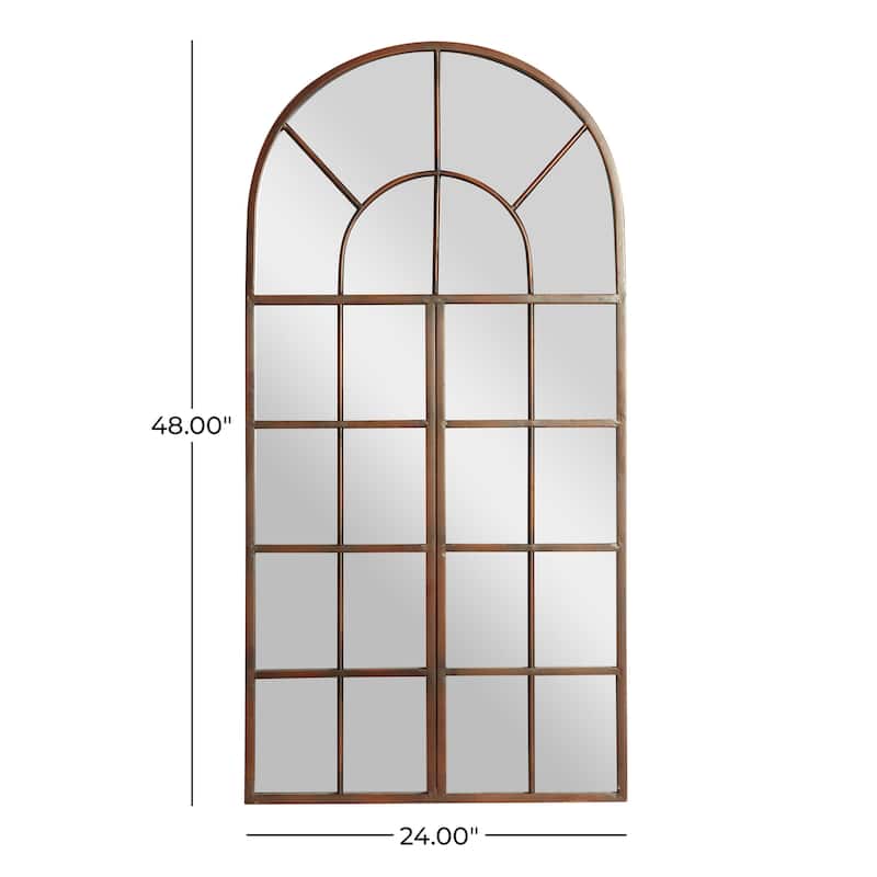 Metal Window Pane Inspired Grid Room Wall Mirror - Copper, Brown, Black - Roche River Decor