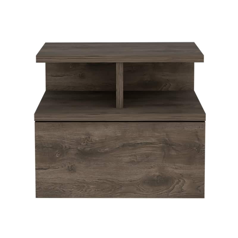 Floating Nightstand Flopini, One Drawer, Dark Walnut Finish,High quality and durable